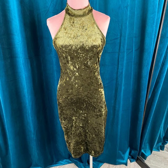 Many Many Dresses & Skirts - Many Many Sleeveless Mock Neck Velvet Dress